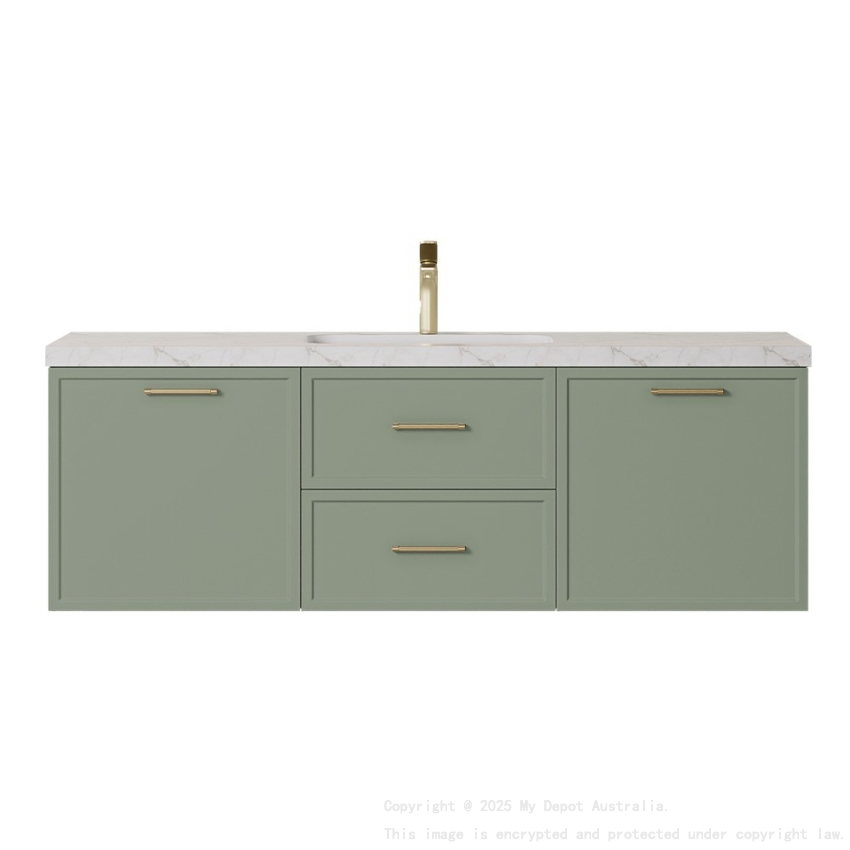 1190*455*470mm Kingsley Federation Olive Green Wall Hung PVC Cabinet With Handle