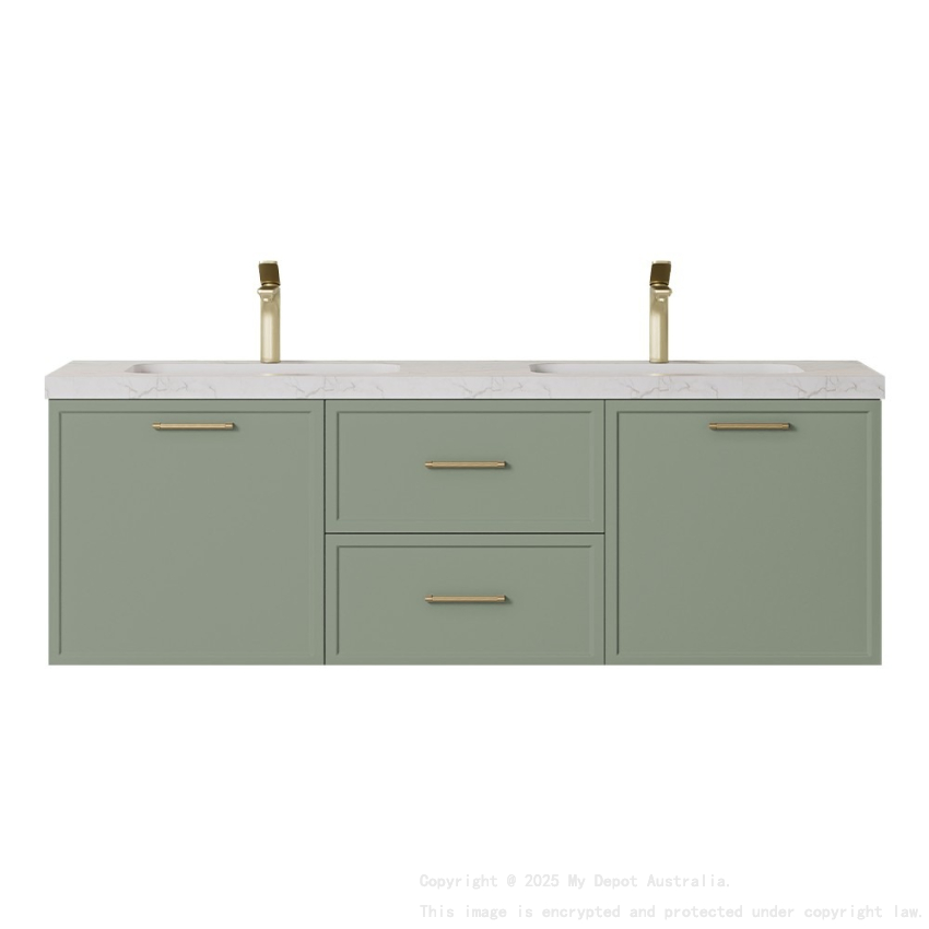 1190*455*470mm Kingsley Federation Olive Green Wall Hung PVC Cabinet With Handle