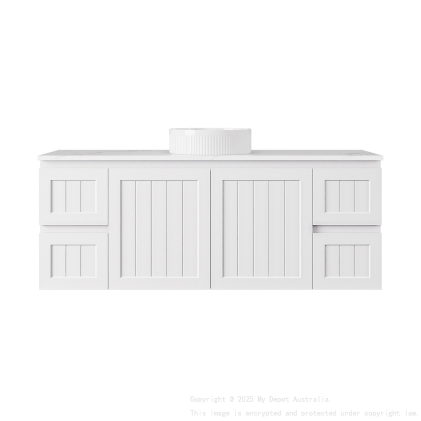 1490*455*560mm Matte White Archill Federation Wall Hung Ensuite PVC Cabinet 