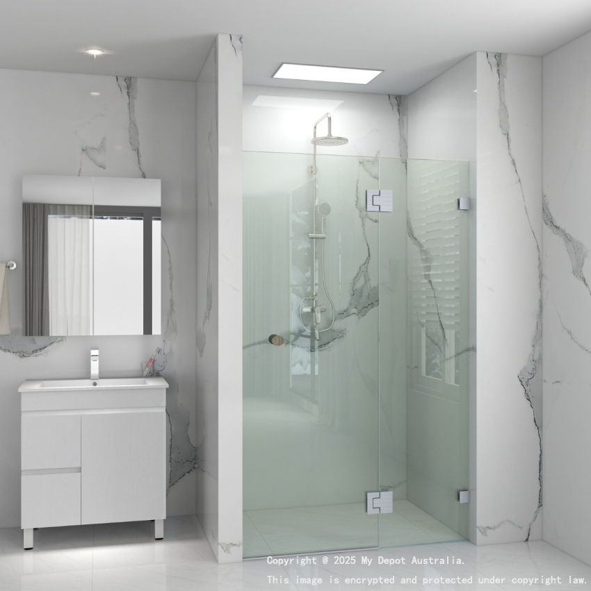 10mm Wall to Wall Frameless Shower Screens, 2 Panel, Pivot Door