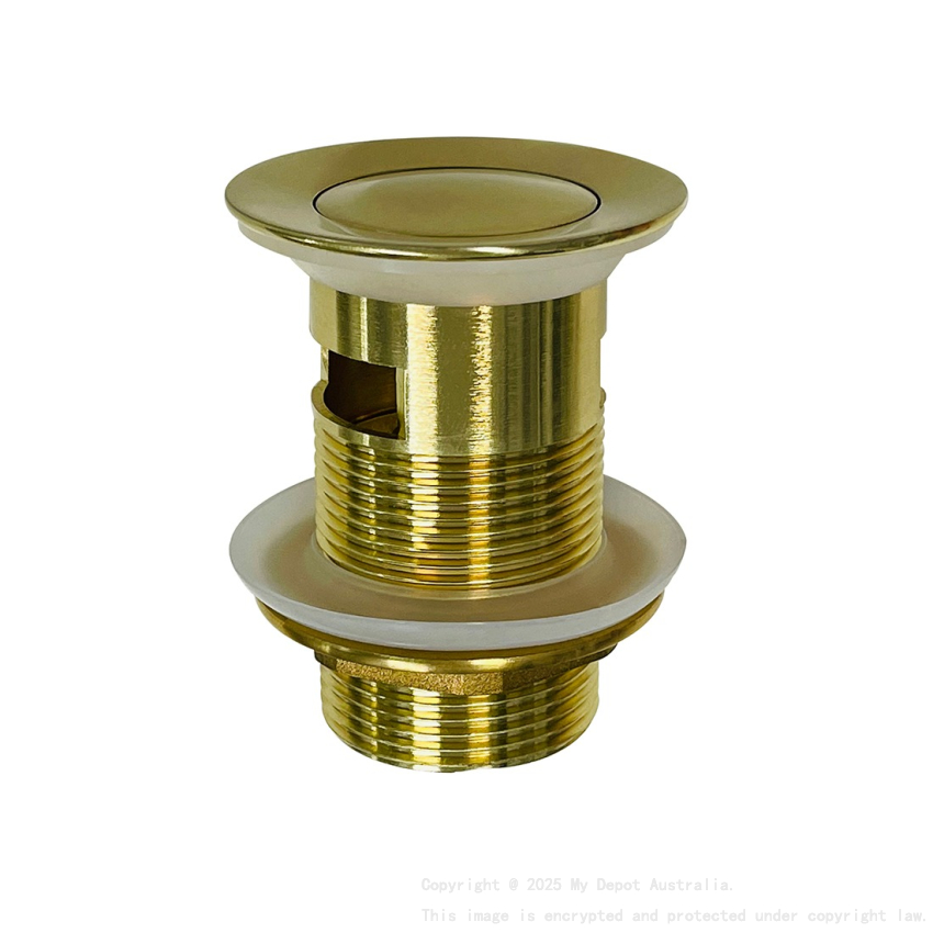 Brushed Gold Solid Brass 32mm Bathroom Basin Sink Pop Up Waste With Overflow