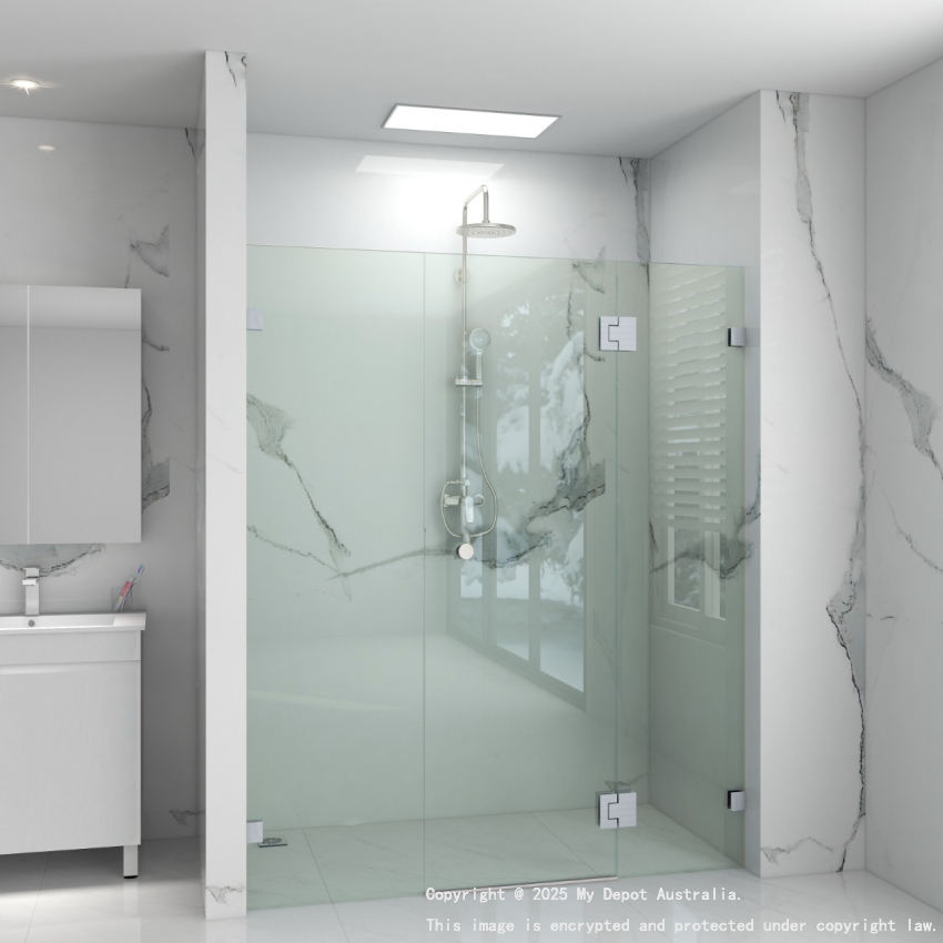 10mm Wall to Wall Frameless Shower Screens, 3 Panel, Pivot Door