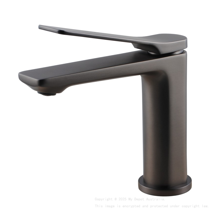 Rushy Brushed Gun Metal Grey Basin Mixer Bathroom Tapware