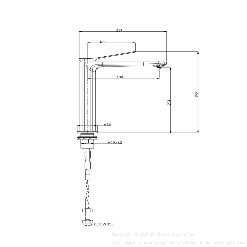 Rushy Brushed Nickel Tall Basin Mixer Bathroom Tapware