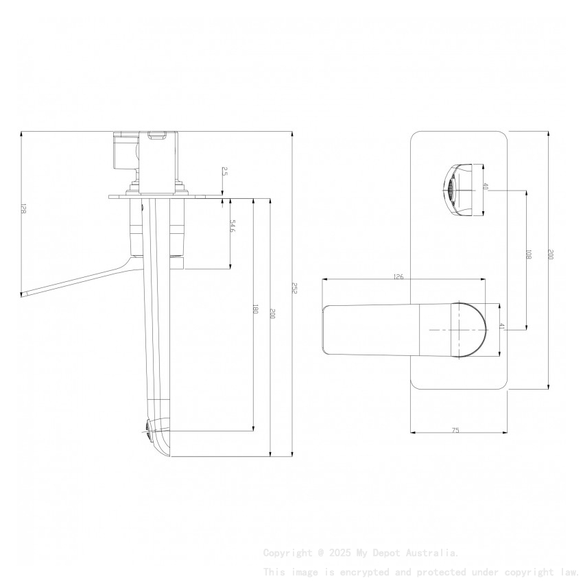 Rushy Square Chrome Wall Mixer with Spout Bathroom Tapware