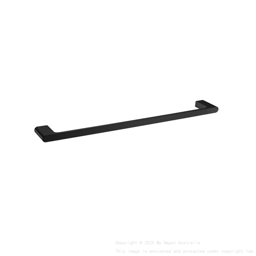 Black Single Towel Rail 600mm