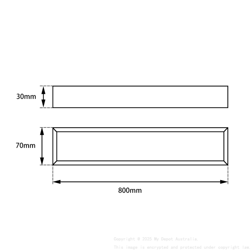 Black Single Towel Rail 800mm