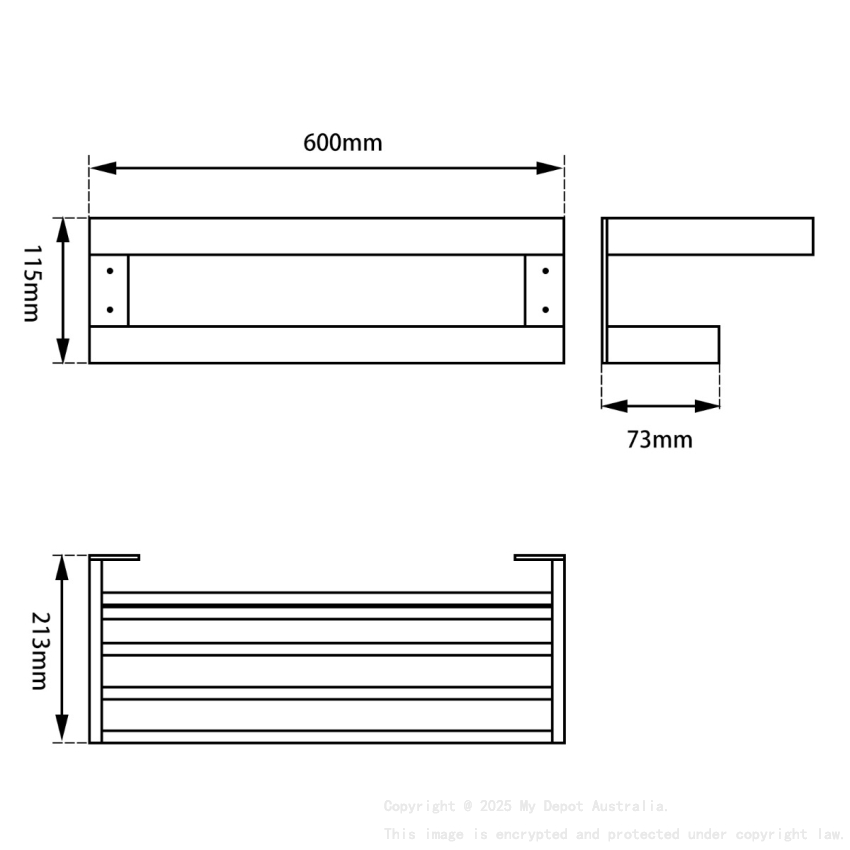 Chrome Double Towel Holder 600mm