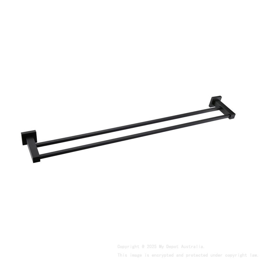 Black Double Towel Rail 600mm