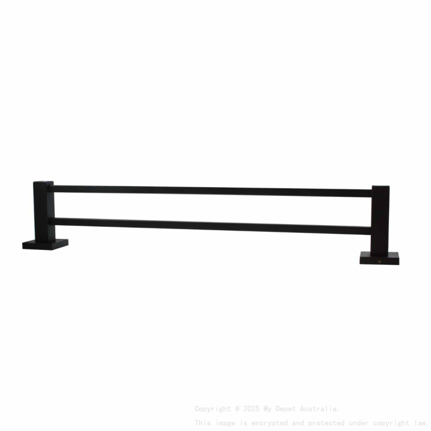 Black Double Towel Rail 800mm
