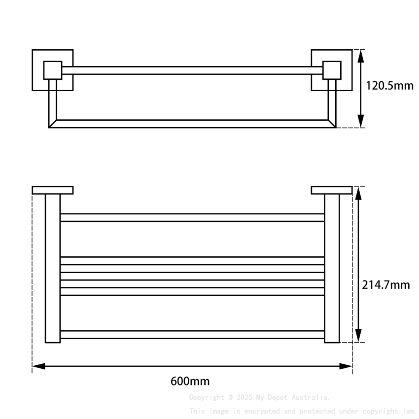 Black Towel Rack 600mm