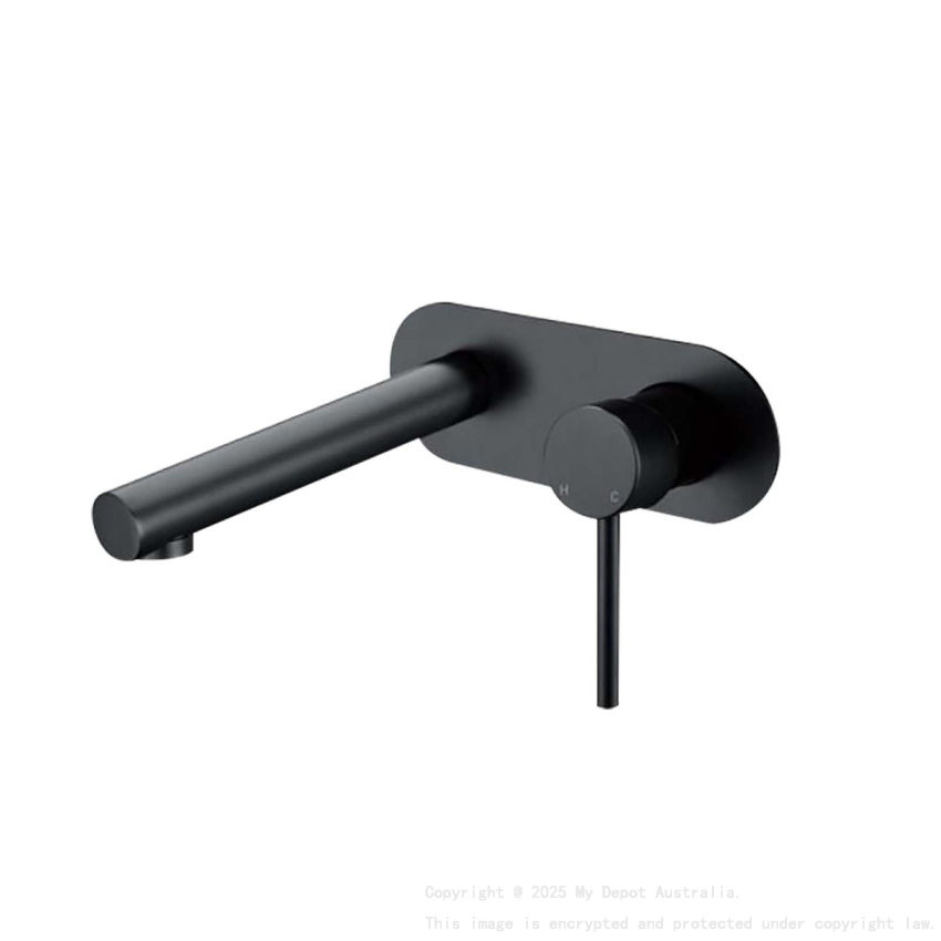 Round Matte Black Bathtub/Basin Wall Mixer With Spout