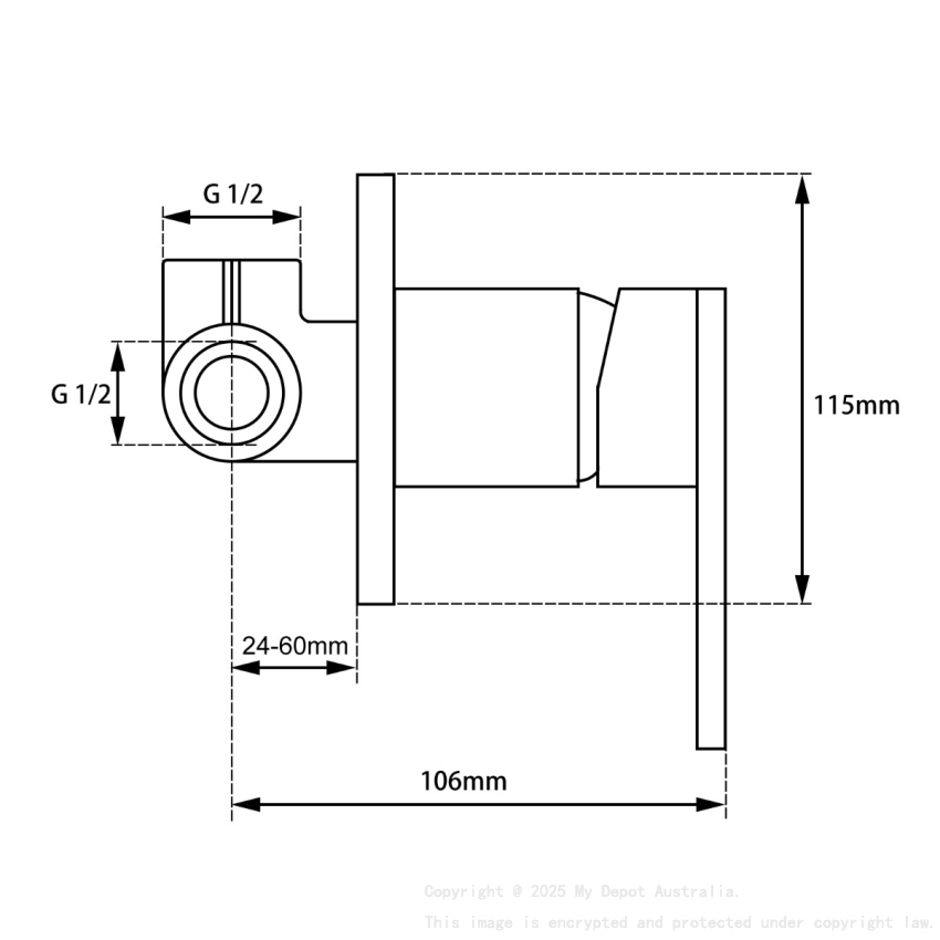 Round Black Shower/Bath Wall Mixer
