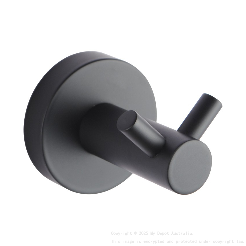 Round Black 304 Stainless Steel Double Wall Hook