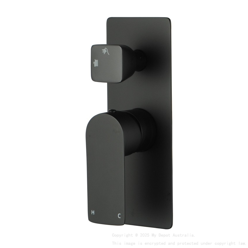 Solid Brass Black Bath/Shower Wall Mixer with Diverter Wall Mounted