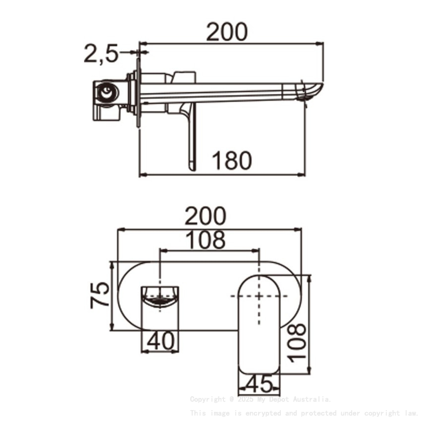 Chrome Bathtub/Basin Wall Mixer With Spout