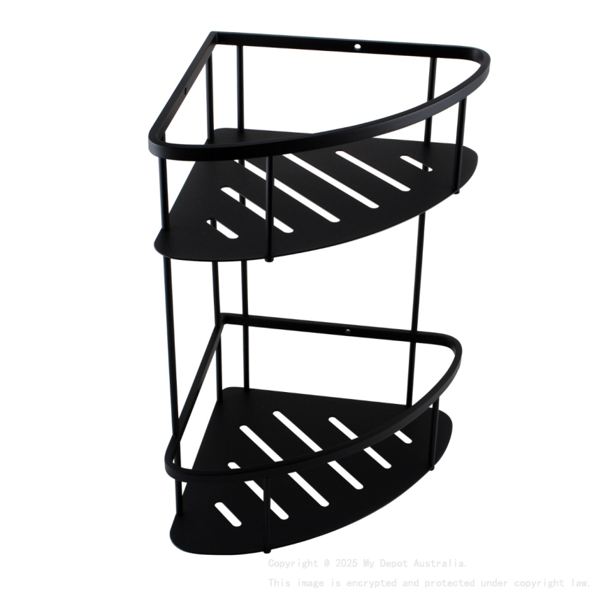 Matte Black Stainless Steel 2 Tier Shower Caddy Shelf