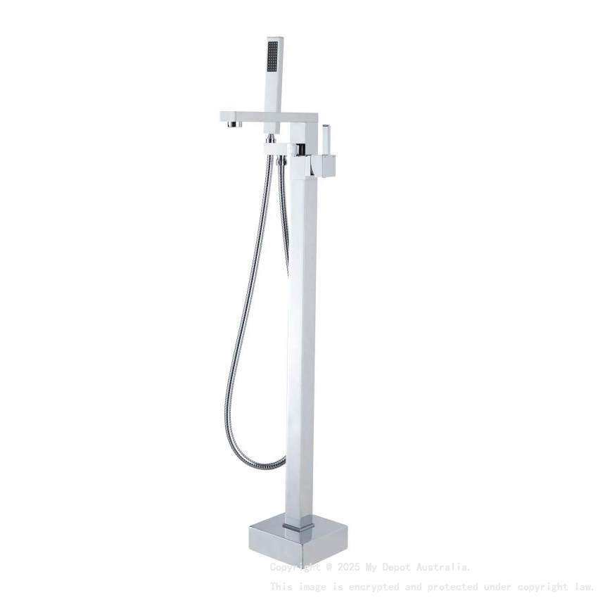 Chrome Freestanding Bath Mixer With Handheld Shower