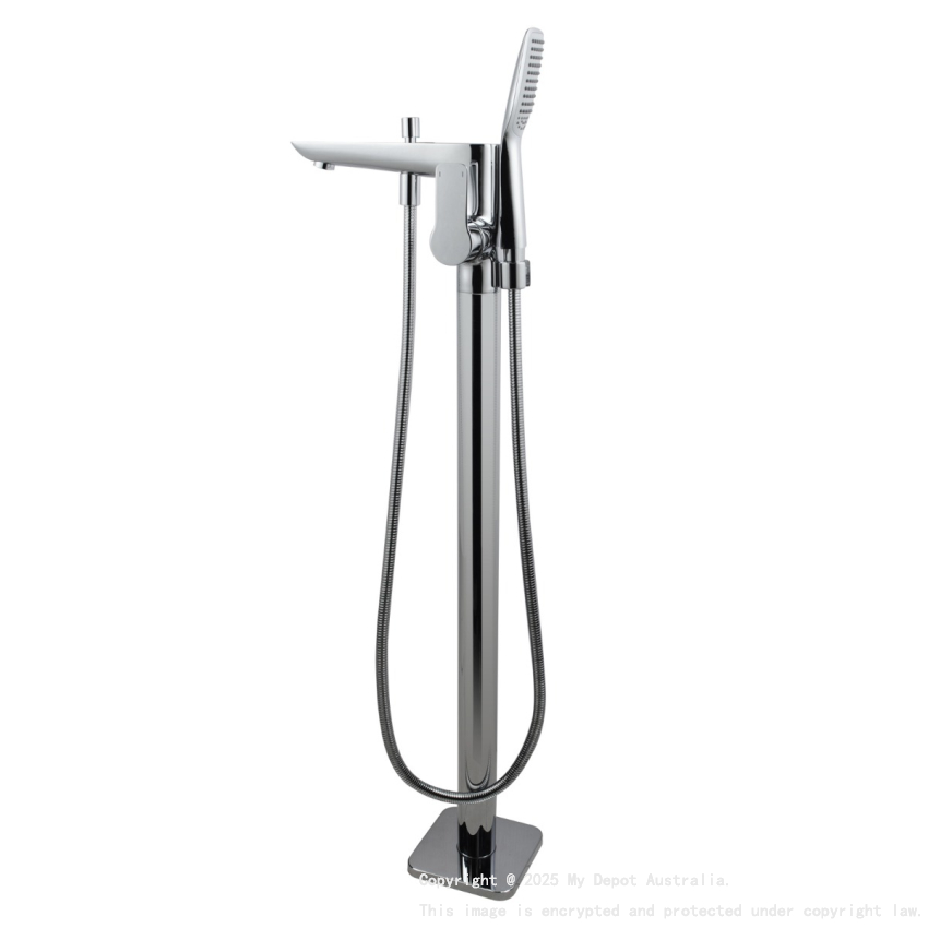 Chrome Floor Standing Mixer With Diverter & Handheld Shower(Brass)