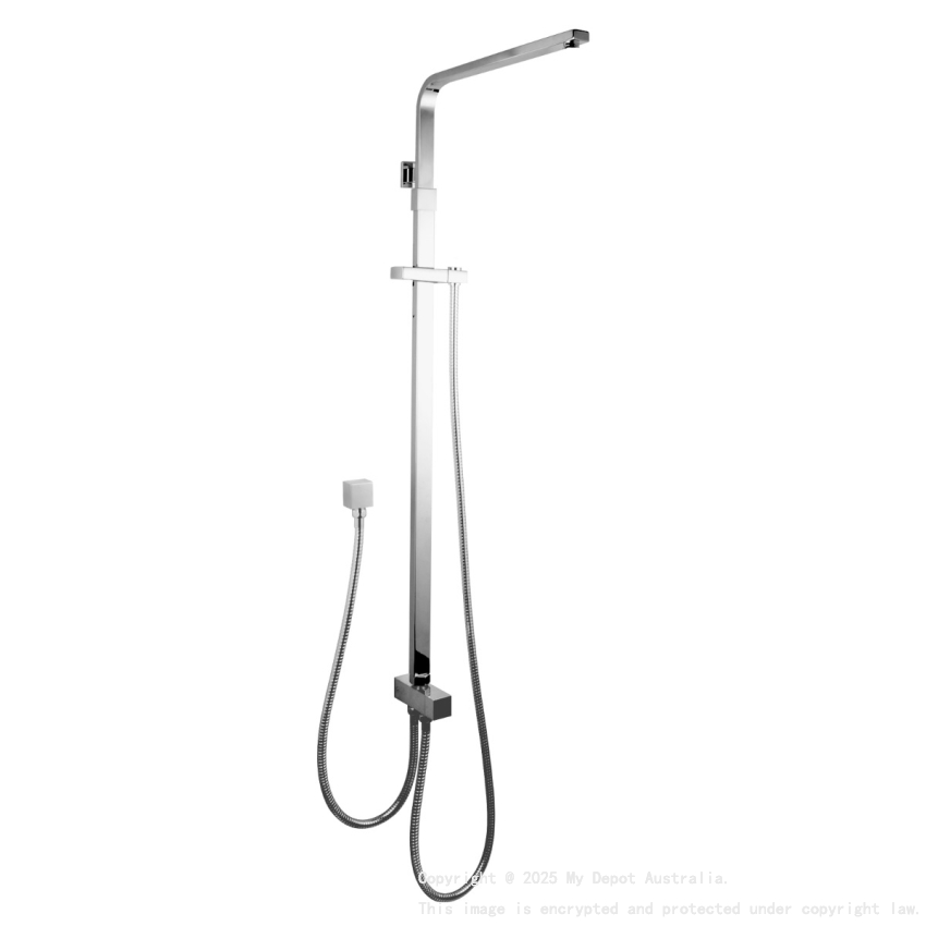 Square Chrome Shower Station without Shower Head and Handheld Shower