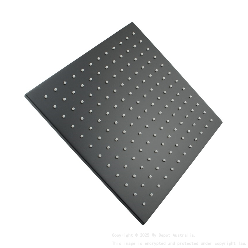 Square Black Brass Rainfall Shower Head 250mm