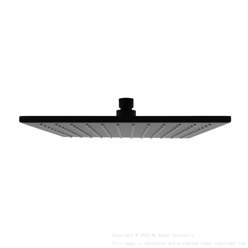 Square Black Brass Rainfall Shower Head 250mm