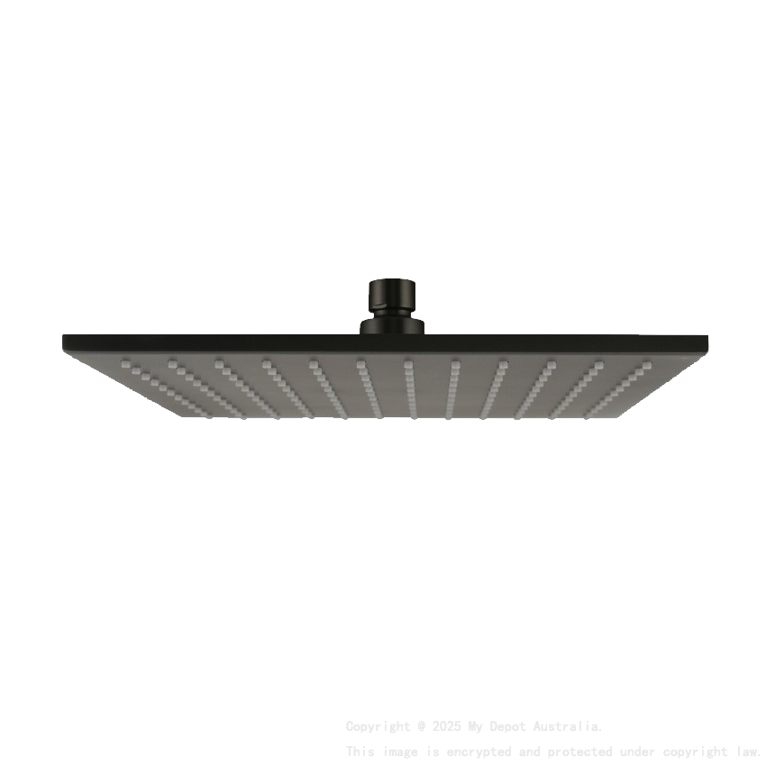 Square Gun Metal Grey Brass Rainfall Shower Head 250mm