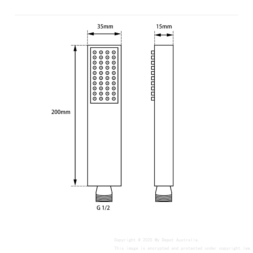 Matte Black Brass Square Handheld Shower Spray Head