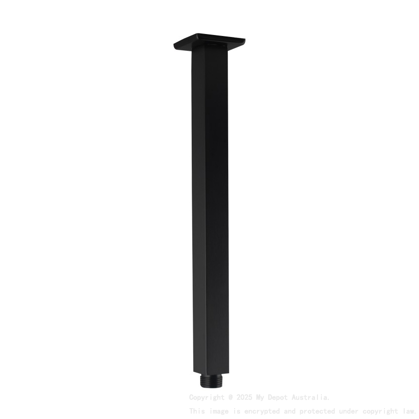 Square Black Ceiling Shower Arm 300mm