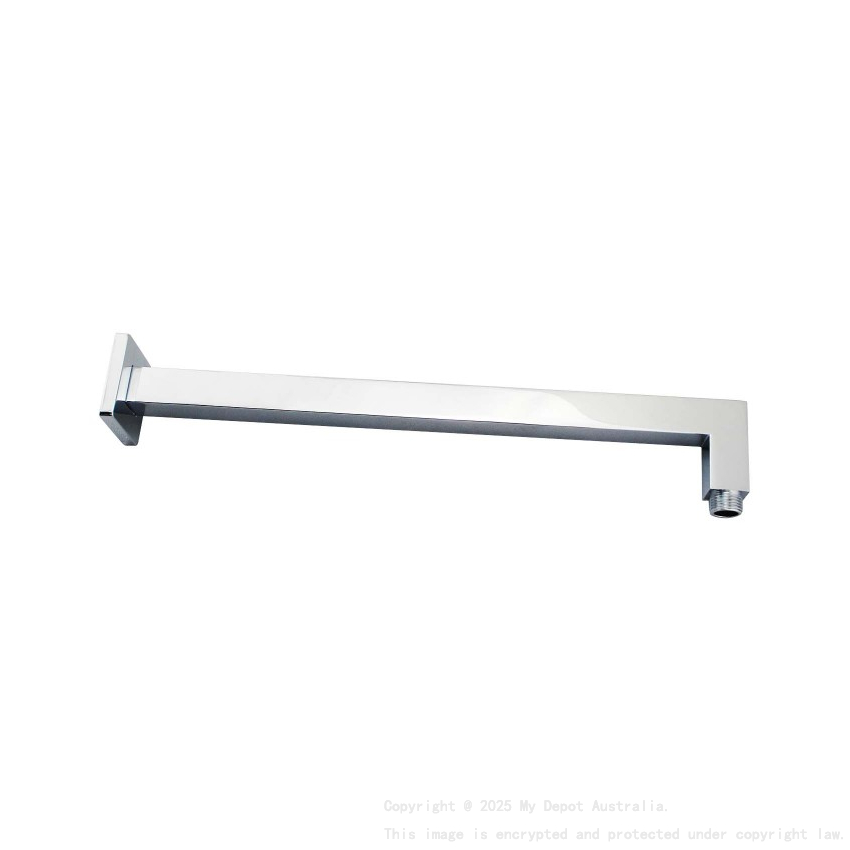 Square Chrome Brass Wall Mounted Shower Arm 400mm