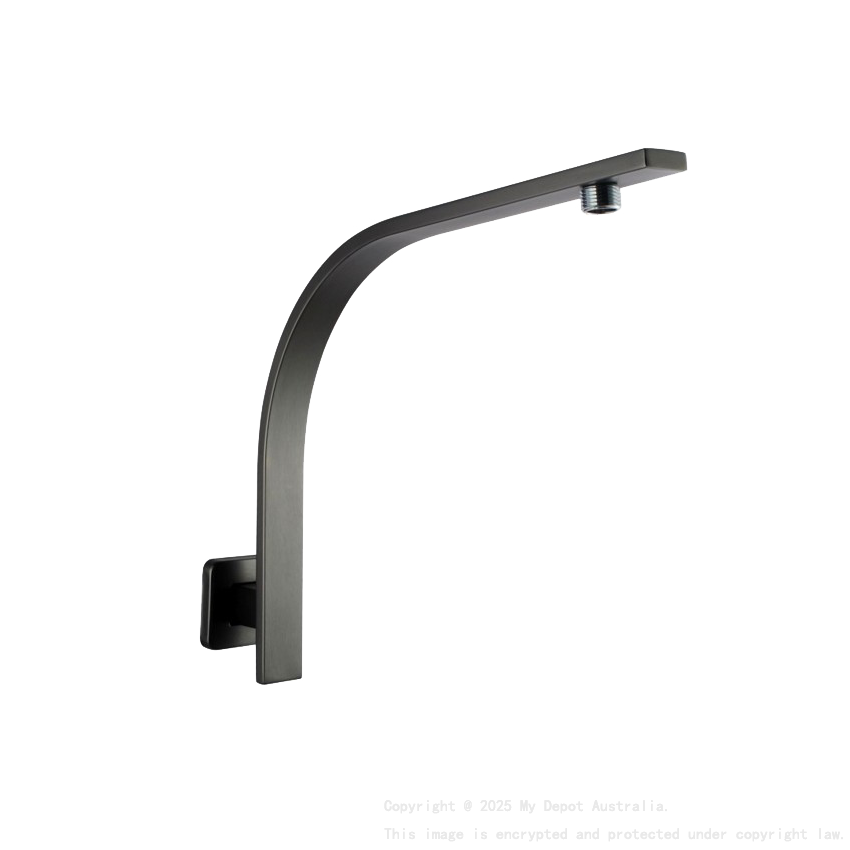 Square Gun Metal Grey Gooseneck Wall Shower Arm