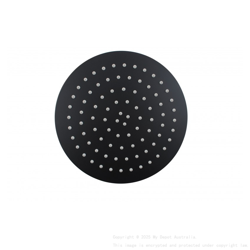 Super-slim Round Black Rainfall Shower Head 250mm