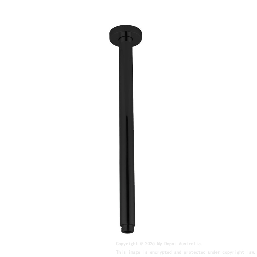 Round Black Ceiling Shower Arm 400mm