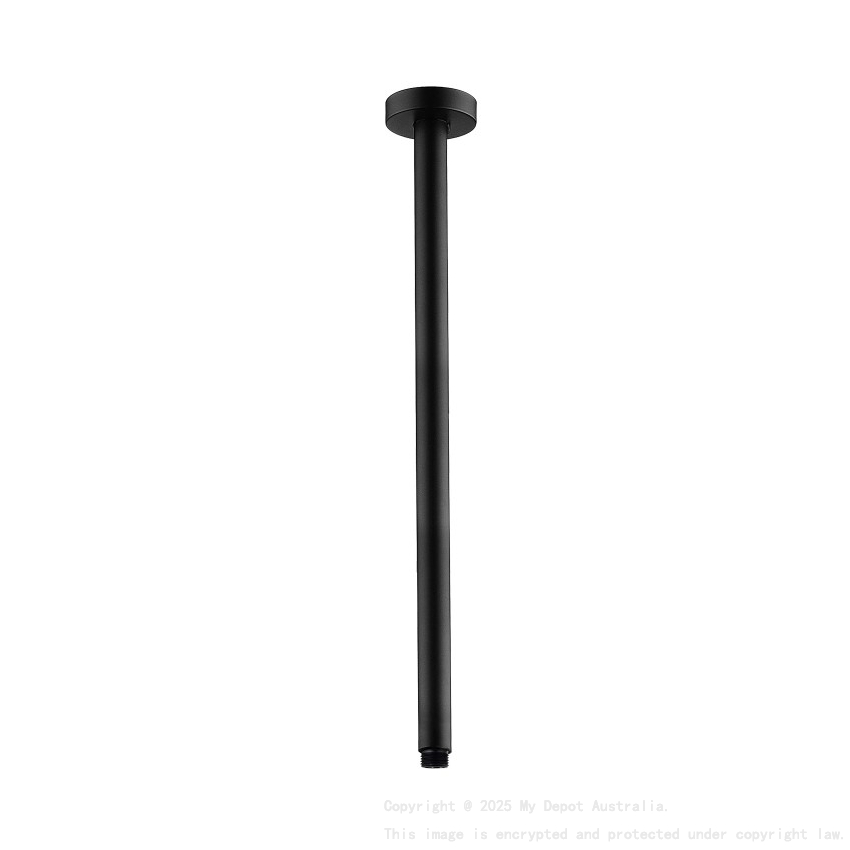 Round Black Ceiling Shower Arm 600mm