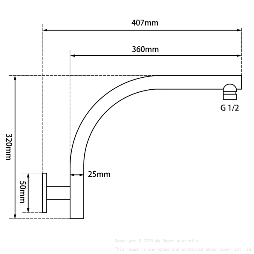 Round Chrome Swivel Wall Mounted Shower Arm