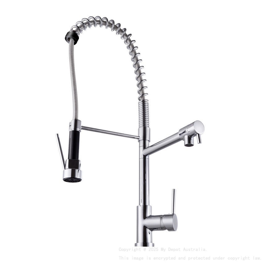 Spring Chrome Commercial Double Spout Kitchen Sink Mixer Tap