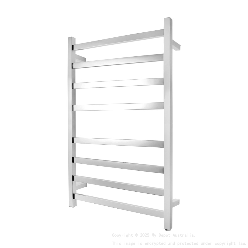 Chrome Square Electric Heated Towel Rack 8 Bars