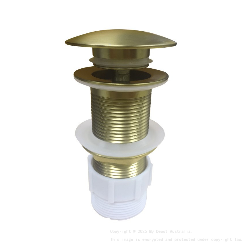 32/40mm Brushed Yellow Gold Mushroom Solid Brass Basin Pop Up Waste NO Overflow