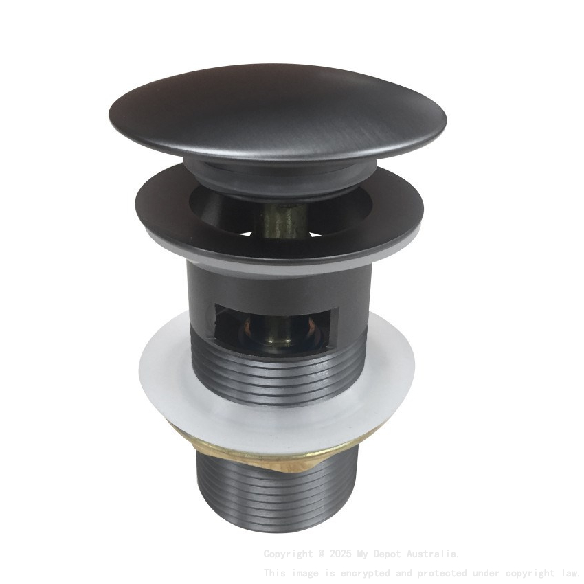 32/40mm Gun Metal Grey Mushroom Solid Brass Basin Pop Up Waste with Overflow