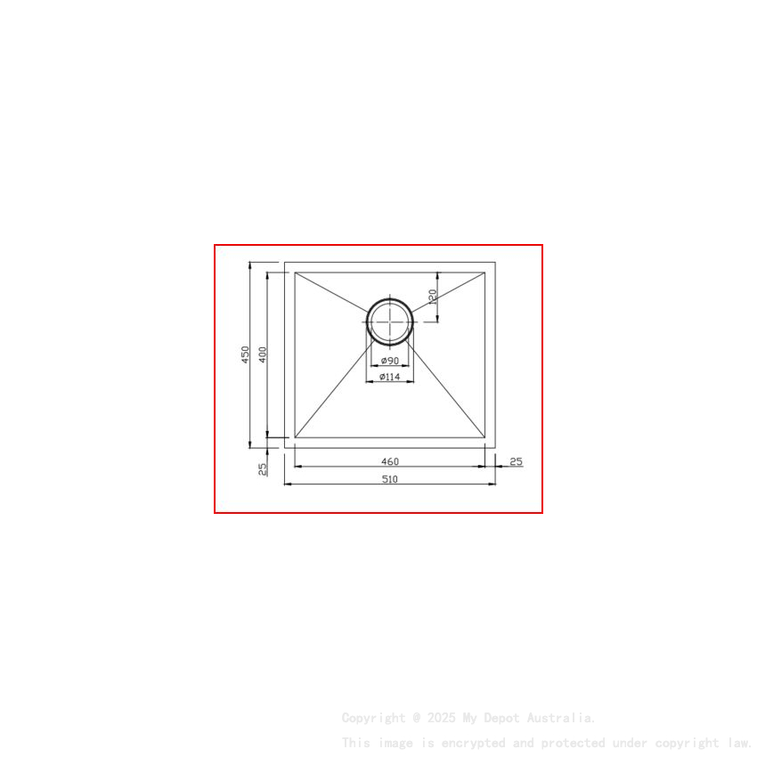 304 Stainless Steel Hand-made Single Bowl Kitchen Sink(Round Edges) 510*450*230mm