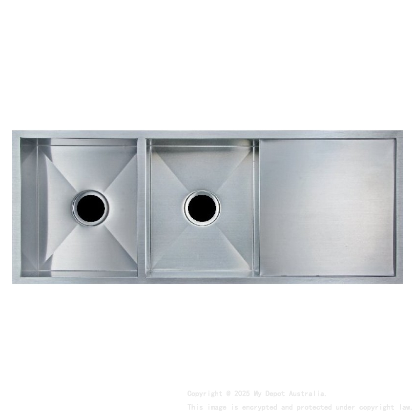304 Stainless Steel Hand-made Double Bowl Kitchen Sink(Round Edges)1160*460*230mm(with Drainer)
