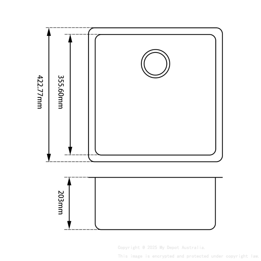 White Granite Quartz Stone Kitchen/Laundry Sink Single Bowl Top/Under Mount 422*422*203mm
