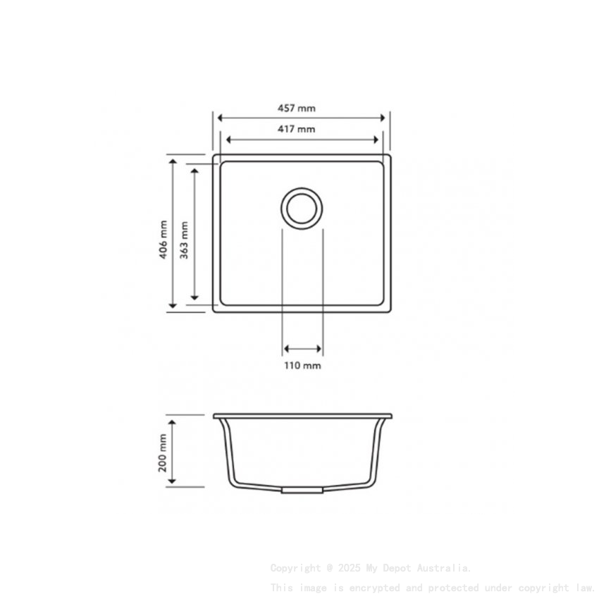 Carysil Magic Salsa Black Single Bowl Granite Kitchen Sink 457*406mm