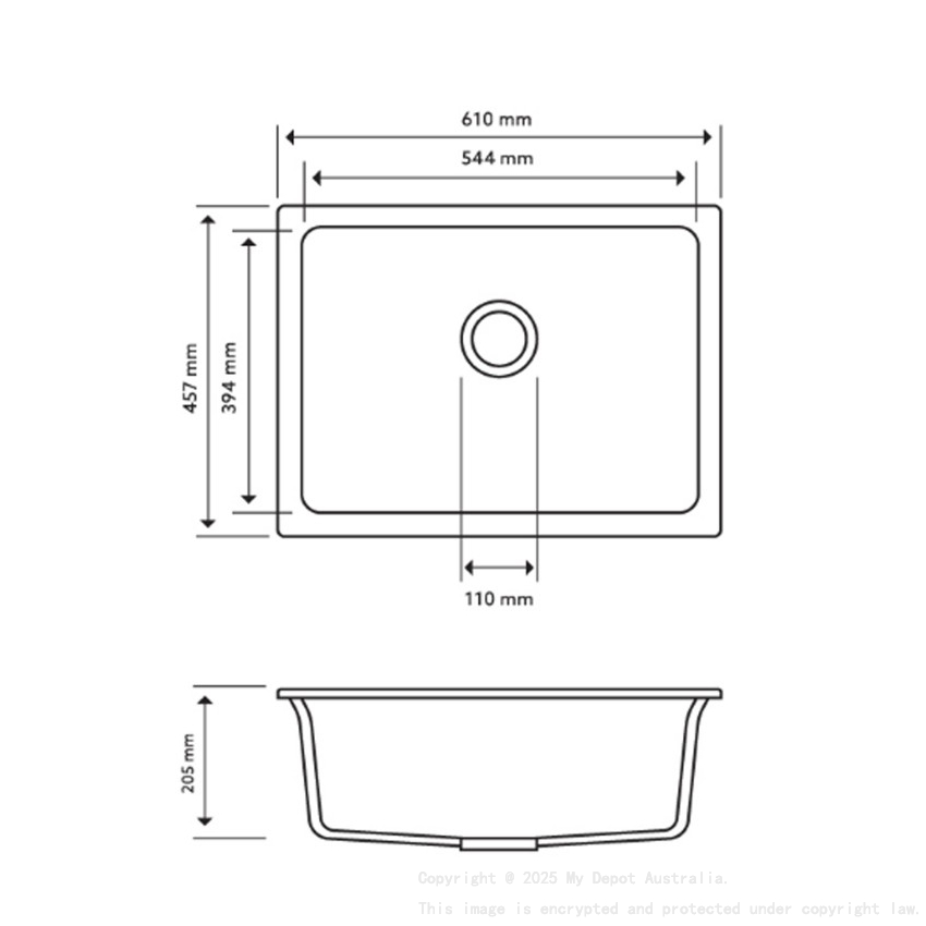Carysil White Single Big Bowl Granite Kitchen Sink 610*457mm