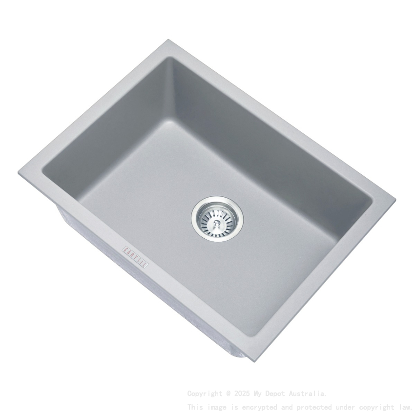 Carysil Concrete Grey Single Big Bowl Granite Kitchen Sink 610*457mm