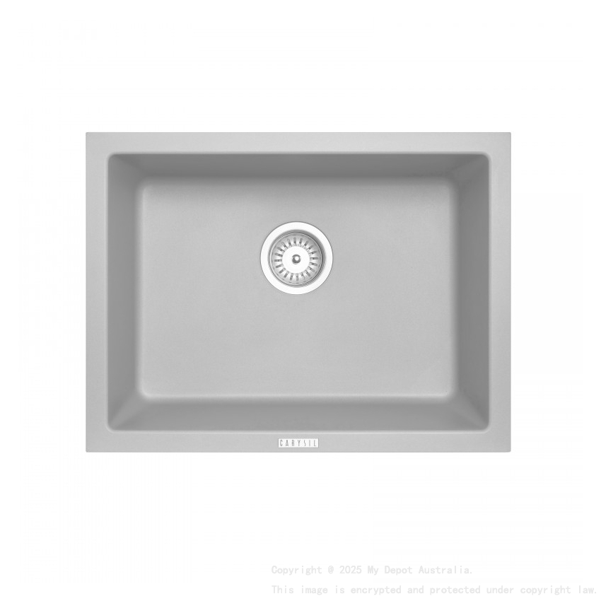 Carysil Concrete Grey Single Big Bowl Granite Kitchen Sink 610*457mm