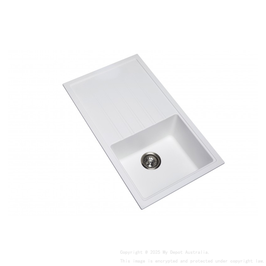 Carysil Vivaldi White Single Bowl with Drainer Granite Kitchen Sink 860*500mm