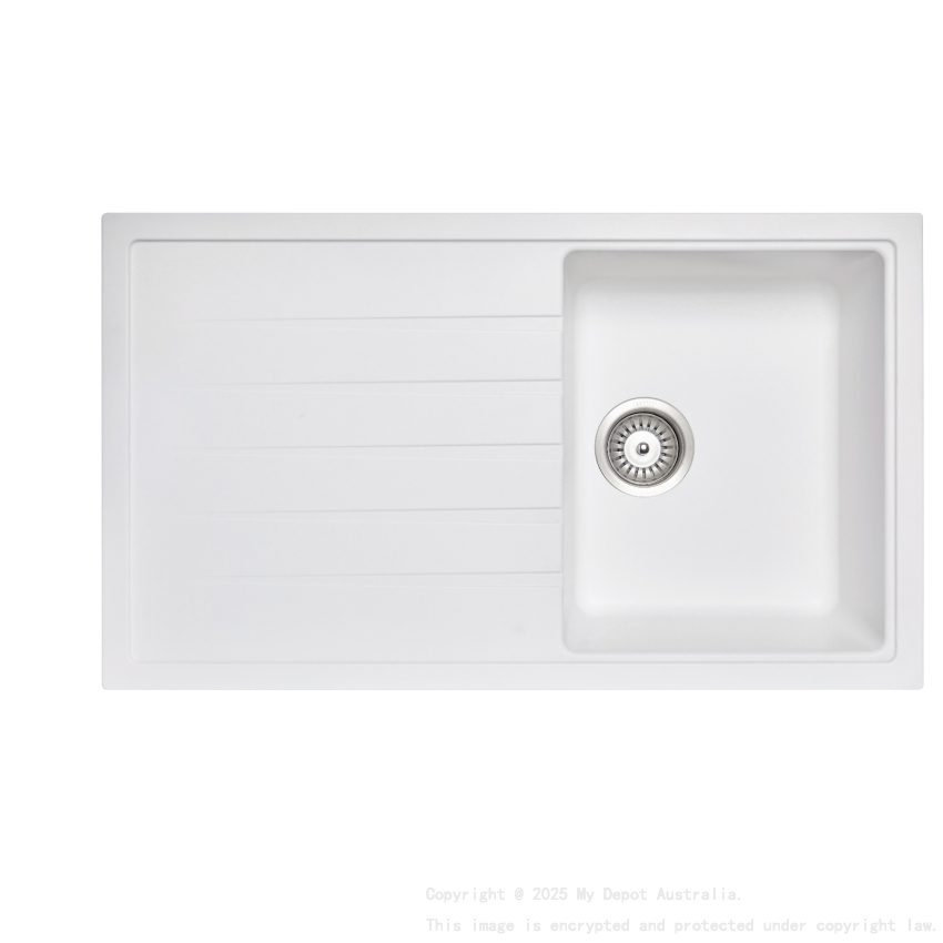 Carysil Vivaldi White Single Bowl with Drainer Granite Kitchen Sink 860*500mm