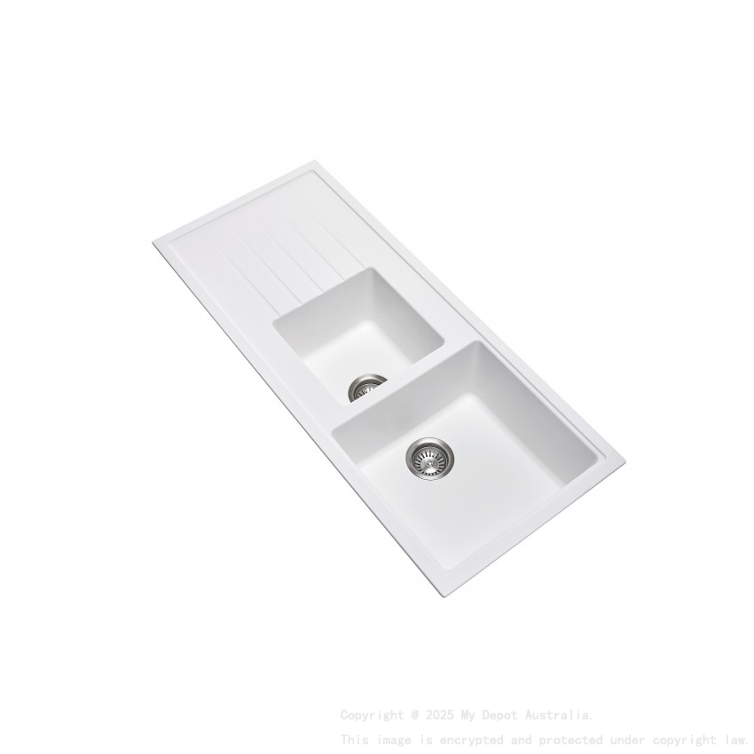 Carysil Vivaldi White 1 and 1/2 Bowl Granite Kitchen Sink 1160*500mm