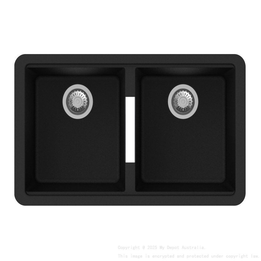 Carysil CGDB Black Double Bowl Granite Kitchen Sink 824*481*241mm
